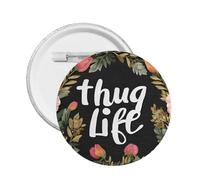 Thug Life Flowers -Print Custom Round Enamel Pin - Alloy Metal Lapel Badge For Jacket, Bag, Gift Idea.
