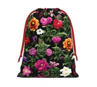 Thug Life Flowers Print Drawstring Gift Bag, Xmas Wrapping Bags For Presents With Birthday Holiday Party