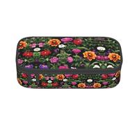 Thug Life Flowers Print Pencil Case,Large Capacity Pencil Case,Multi-Purpose Makeup Pouch with Zipper