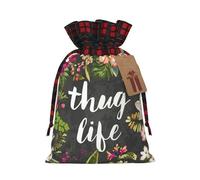 Thug Life Flowers Print Personalized Christmas Drawstring Gift Bags,Packaging And Storage Bags,Snack Bags