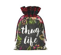Thug Life Flowers Print Personalized Christmas Drawstring Gift Bags,Packaging And Storage Bags,Snack Bags