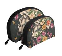 Thug Life Flowers Print Small Purses 2Pcs Portable Coin Purse Makeup Bag Soft Vacation Pouch Change Holder Wallet with Zipper Portable for Shopping Travel Party Cosmetic Bag