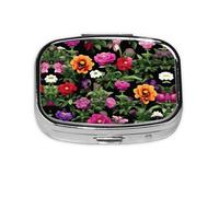 Thug Life Flowers Print Square Pill Box,Portable for Pocket Or Purse Pill Organizer Pill Container Holder