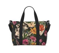 Thug Life Flowers Print Travel Duffel Bag, Lightweight Water-Resistant Weekender Spacious Gym & Travel Bag for Men, Women & Teens
