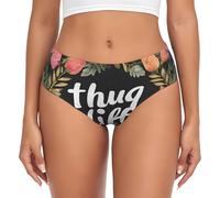 Thug Life Flowers Print Women'S Briefs Premium Elastic Underwear For All-Day Comfort Black