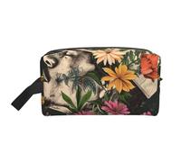 Thug Life Flowers Printed Cosmetic Case with Handle, Lightweight Compact Storage for Makeup, Toiletries & Gadgets, Make up Organiser for Travel, School, Work