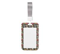 Thug Life Flowers Printed Id Card Badge Holder with Neck Strap Waterproof Name Card Holder Plastic Vertical Sleeve Pocket