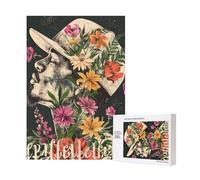 Thug Life Flowers Printed Jigsaw Puzzle with Storage Box, Wooden Puzzle for Adults and Kids, 300 Pieces Family Fun Decorative Game