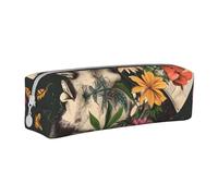 Thug Life Flowers Printed Leather Pencil Case Simple Pen Pencil Pouch Office Large Pencil Bag Stationery Box for Men Women Teens Students