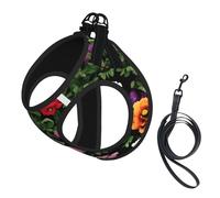 Thug Life Flowers Printing Dog Summer Harness With Leash Set,Adjustable And Reflective Step-In Puppy Pet Vest Harnesses