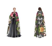 (Thug Life Flowers) Unisex Hooded Cloak Cape Robe Cosplay Halloween Christmas Fancy Dress Costumes For Adults