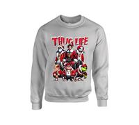 Thug Life Vintage Christmas Jumper Skeleton Green Character Xmas Group Sweater Horror Movie Character Friends Gifts Unisex Kids Adults Sweatshirt(S, Heather Grey)