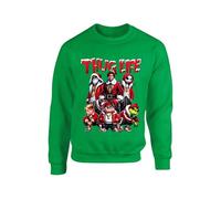 Thug Life Vintage Christmas Jumper Skeleton Green Character Xmas Group Sweater Horror Movie Character Friends Gifts Unisex Kids Adults Sweatshirt(4XL, Irish Green)