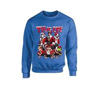 Thug Life Vintage Christmas Jumper Skeleton Green Character Xmas Group Sweater Horror Movie Character Friends Gifts Unisex Kids Adults Sweatshirt(L, Royal Blue)