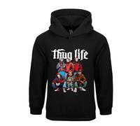 Thug Life Vintage Horror Movie Characters Hoodie Scary Clowns Jokers Trick or Treat Halloween Pullover Funny Gifts Fall 2024 Unisex Kids Adults Hood(S, Black)