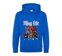 Thug Life Vintage Horror Movie Characters Hoodie Scary Clowns Jokers Trick or Treat Halloween Pullover Funny Gifts Fall 2024 Unisex Kids Adults Hood (Royal Blue, 9 Years)