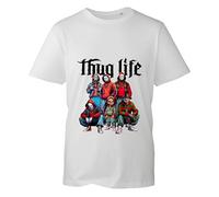 Thug Life Vintage Horror Movie Characters T-Shirt Scary Clowns Jokers Trick or Treat Halloween Tshirt Funny Gifts Fall 2024 Unisex Kids Adults Tops (White, 2XL)
