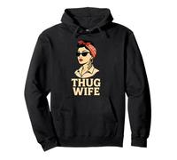 Thug Wife Funny Vintage Retro Housewife Married Couple Women Pullover Hoodie