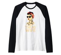 Thug Wife Funny Vintage Retro Housewife Married Couple Women Raglan Baseball Tee