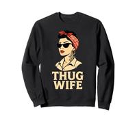 Thug Wife Funny Vintage Retro Housewife Married Couple Women Sweatshirt