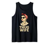 Thug Wife Funny Vintage Retro Housewife Married Couple Women Tank Top