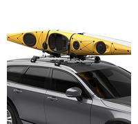 Thule Compass Kayak and SUP roof rack - Carries 2 kayaks or 2 SUPs - J-style carrier - Universal mounting hardware included - Fits 36" wide kayaks and SUPs - 130lb weight limit