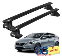 Thule Evo Black WingBars Roof Rack Bars Locks | Volvo V40 5dr Hatchback 2012- on