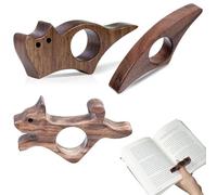 Thumb Book Page Holder, Bookmark, 3 PCS Wooden Page Holder for Readers with Hand Pain, Including Cat, Dog and Bridge Designs for Long Reading Sessions and Academic Study