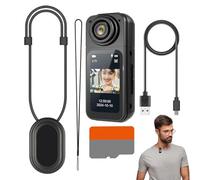 Thumb Camera, Audio Video Recording Body, Camcorder Electronics, Sports Video Device for Travel, Pet Walking, Baby Monitoring, Cycling, Family Adventures, White, Black
