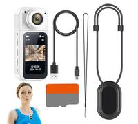 Thumb Camera, Audio Video Recording Body, Camcorder Electronics, Sports Video Device for Travel, Pet Walking, Baby Monitoring, Cycling, Family Adventures, White, Black