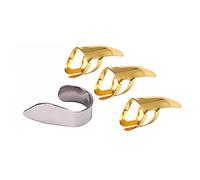 Thumb Finger Picks 4pcs Stainless Steel for Guitar Playing | Gold Set, Ultra Thin Lightweight Sleeves, Bass and Guitar Use, La03c Model, Professional Use