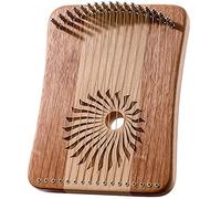 Thumb Piano 17 Strings, Wooden Musical Instrument for Beginners, Portable Lyre Harp with Tuning Wrench, Extra Strings and Burlap Bag(Beech+Rosewood)