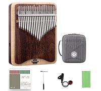 Thumb Piano 21 Keys, Black Walnut and Maple Musical Kalimba, Portable Finger Piano Mbira with Study Instruction, Pickup, Tuning Hammer, Cleaning Cloth and Storage Case, Gift for Beginners
