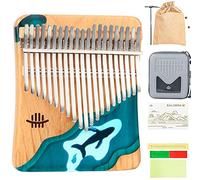 Thumb Piano 21 Keys, Ocean Blue Ocean Whale Design Kalimba, Musical Instrument with Tuning Hammer, Storage Case and Song Book, Gift for Beginners