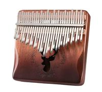 Thumb Piano, 31 Keys, Wooden with Deer Design, Mahogany, Thumb Piano - Premium Acacia Wood, 6.61 x 6.61 x 1.26 Inches