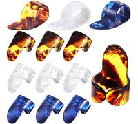 Thumb Picks Finger Picks, Medium, Flat Thumbpicks, Celluloid Guitar Thumb Finger Picks with Storage Box Case (12 Pieces, Thumb Finger Picks)