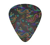 Thumb Picks Plectrum With Plastic Picks Case (12 Pieces) Celluloid Guitar Thumb Picks cool Chinese dragons Banjo Guitar Picks