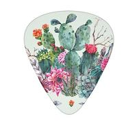 Thumb Picks Plectrum With Plastic Picks Case (12 Pieces) Celluloid Guitar Thumb Picks exotic natural vintage watercolor bouquet cactus flowers Banjo Guitar Picks