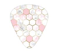 Thumb Picks Plectrum With Plastic Picks Case (12 Pieces) Celluloid Guitar Thumb Picks geometric gold rose pink gray white marble hexagon tile texture Banjo Guitar Picks