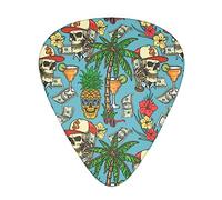 Thumb Picks Plectrum With Plastic Picks Case (12 Pieces) Celluloid Guitar Thumb Picks tropical rich skull money dollars vintage beach pineapple Banjo Guitar Picks