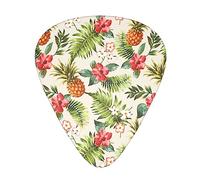 Thumb Picks Plectrum With Plastic Picks Case (12 Pieces) Celluloid Guitar Thumb Picks vintage tropical flowers pineapple floral Banjo Guitar Picks