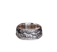 Thumb Ring Fashion Women's Men's Ring Loyal And Pair Wolf Couple Retro Accessory (Silver10, A10)