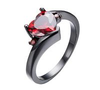 Thumb Ring Jewelry Zircon Shaped Colorful Women Heart Hearts Rings (Red, 6)