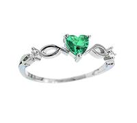 Thumb Ring La Novia Sortija Anillo De Mujer De Dedo Corazón A Circonio Forma Romántico Joyería Cumpleaños Con Piedra Con Rings (Green, 6)