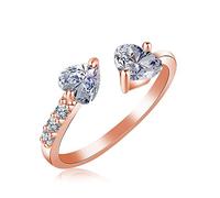 Thumb Ring Ring Zircon Rings Women All Jewelry Heart Full Open Double Size (Rose Gold, One Size)