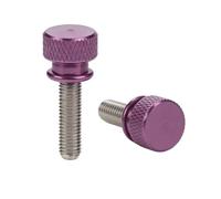 Thumb Screws 2Pc M6 Aluminum Step Thumb Screw +Stainless Steel Knurled Hand Grip Knob Bolts Thumbscrews L=6-100mm(Purple,M6x90mm)
