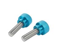Thumb Screws 2Pc M6 Aluminum Step Thumb Screw +Stainless Steel Knurled Hand Grip Knob Bolts Thumbscrews L=6-100mm(Sky Blue,M6x20mm)
