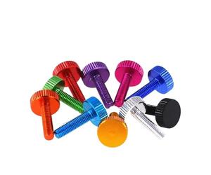 Thumb Screws Threaded Knurled, 2/10pcs M5 Thumb Screw Flat Cylindrical Head Hand Tighten Bolt Length 6-20mm Anodizing(Silver,12 MM-M5 (2 PCS))