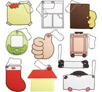 Thumb Shaped Iron on Appliques, DIY Fabric Stickers Luggage Tags with Ball Chain, Felt Base INS Style Bag Charms, 9cm x 10.2cm