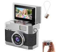 Thumb-Sized Flip Screen Mini Camera, Digital Retro CCD HD Portable Pocket Camera with 180° Flip Screen, Mini Travel Keychain Cameras, for Outdoor Travel (Black,With 32GB Card)